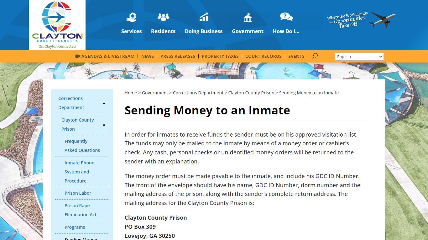 Sending Money to an Inmate | Clayton County, Georgia